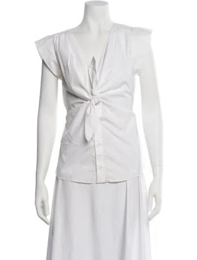 Pre-owned Dsquared2 V-neck Short Sleeve Blouse In White