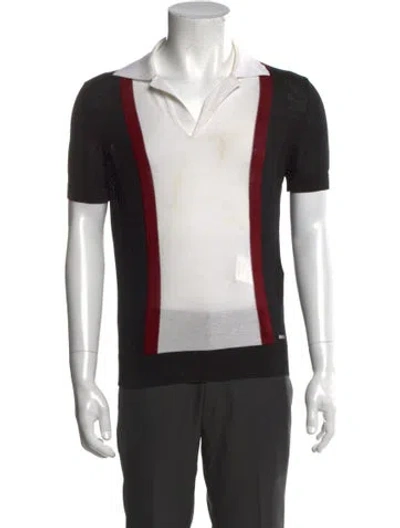 Pre-owned Dsquared2 V-neck Short Sleeve Polo Shirt In Black