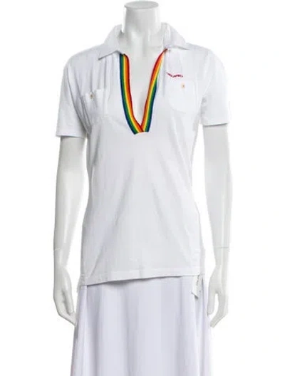 Pre-owned Dsquared2 V-neck Short Sleeve Top In White