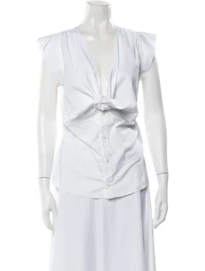 Pre-owned Dsquared2 V-neck Short Sleeve Top In White