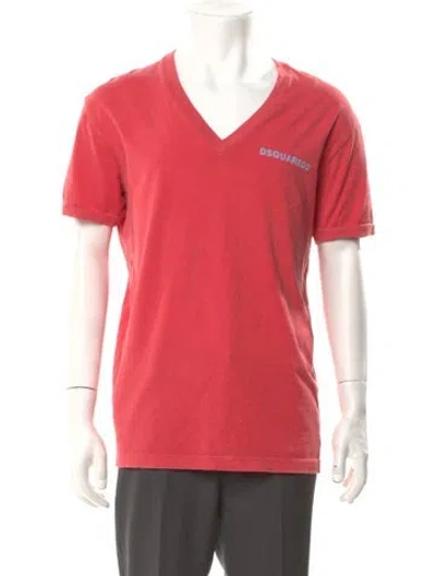 Pre-owned Dsquared2 V-neck Short Sleeve T-shirt In Red
