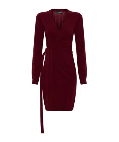 Dsquared2 Waist-tie Wrap Mini Dress In Red