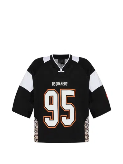 Dsquared2 Logo Print Jersey T-shirt In Black
