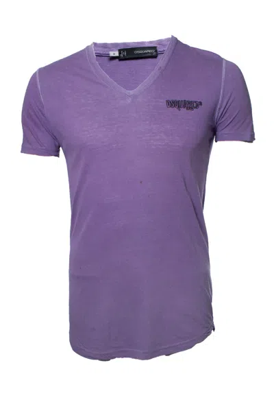 Dsquared2 , V-neck T-shirt With Logo In Purple