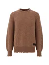 Dsquared2 Waffle-knit Distressed-effect Sweater In Brown