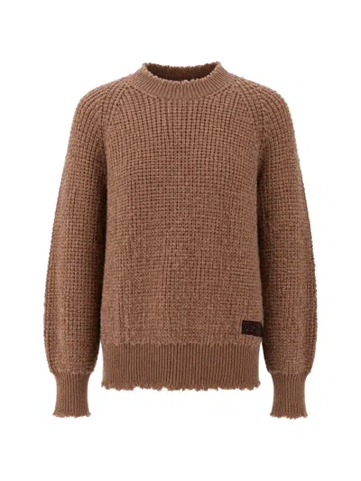 DSQUARED2 WAFFLE-KNIT DISTRESSED-EFFECT SWEATER