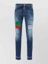 DSQUARED2 WAIST BELTED DISTRESSED DENIM TROUSERS