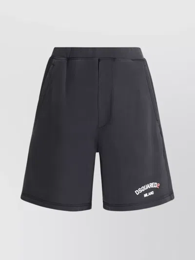 Dsquared2 Waistband Elasticized Monochrome Pattern Regular Fit Shorts In Black