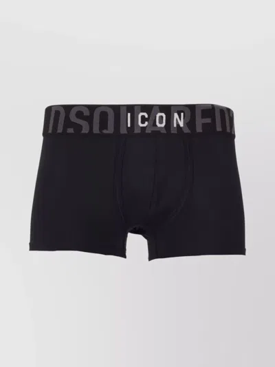 Dsquared2 Waistband Stretch Fit Trunk In Black