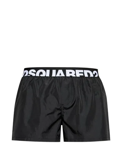 Dsquared2 Waistband Swim Shorts In Black