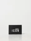 Dsquared2 Icon Logo-print Leather Card Holder In 黑色