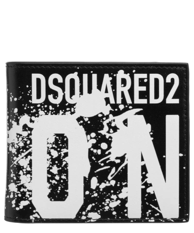 Pre-owned Dsquared2 Wallet Men Icon Wam0056015004832124 Black - Multicolor Leather