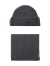 Dsquared2 Warmy Logo Tag Beanie And Scarf Set In Gray