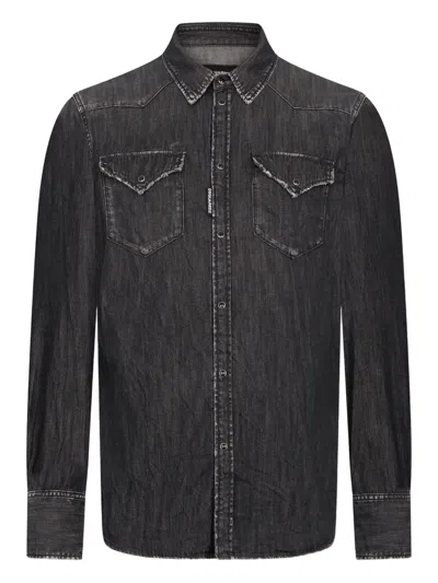 Dsquared2 Wash Western Shirt In Black