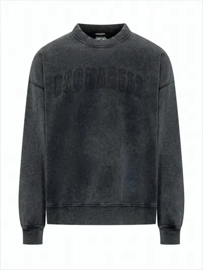 Dsquared2 Washed Black Long-sleeve Sweatshirt In Blue
