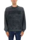 Dsquared2 Washed Black Sweatshirt With Embossed Logo In Gray