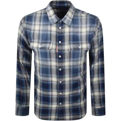 DSQUARED2 DSQUARED2 WASHED CHECK SHIRT BLUE