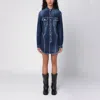Dsquared2 Bustier Denim Long Sleeved Mini Dress In Blue