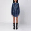 Dsquared2 Bustier Denim Long Sleeved Mini Dress In Blue