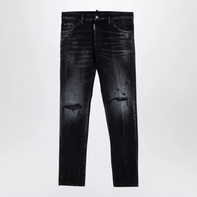 Dsquared2 Washed Denim Jeans With Wear In Black