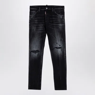 Dsquared2 Distressed Washed-out Slim Jeans In Black