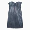 DSQUARED2 DSQUARED2 WASHED DENIM MINI DRESS WITH CRYSTALS