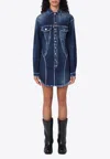 Dsquared2 Bustier Denim Long Sleeved Mini Dress In Blue