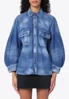 Dsquared2 Relaxed Fit Blue Denim-look Shirt With Modern Accents In Blue