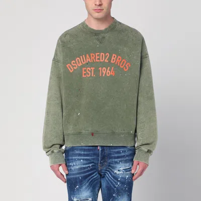 DSQUARED2 DSQUARED2 WASHED GREEN SWEATSHIRT WITH LOGO