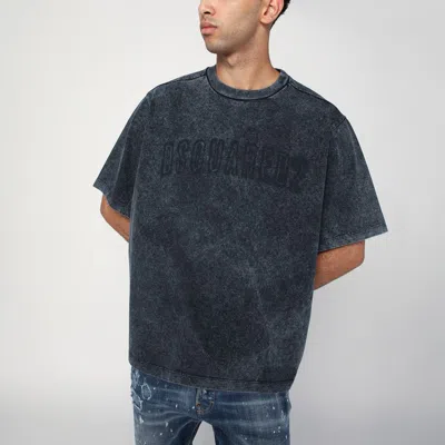 Dsquared2 Washed Grey T-shirt With Logo Men In Gray