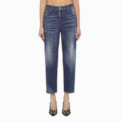 DSQUARED2 WASHED-OUT BLUE DENIM JEANS FOR WOMEN