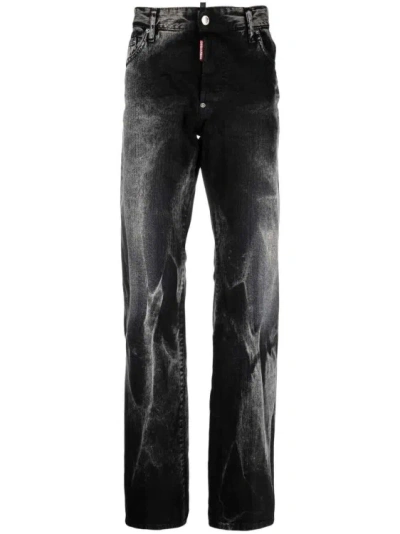 Dsquared2 Washed Straight-leg Denim Jeans In Black