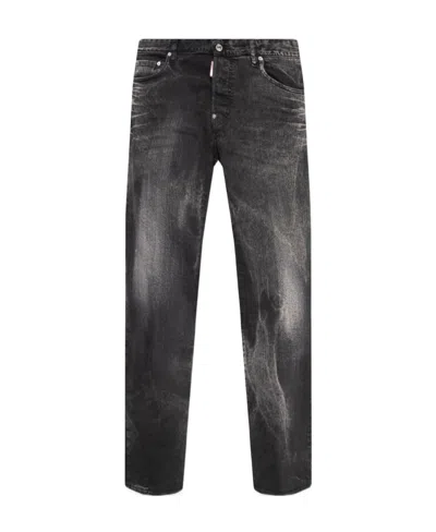 Dsquared2 Washed Straight-leg Jeans In Black