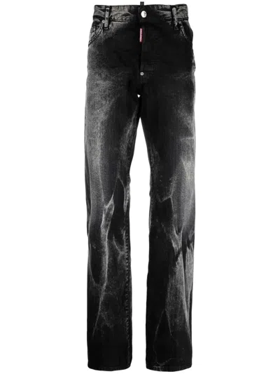 Dsquared2 Washed Straight-leg Jeans In Black