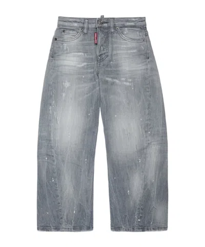 Dsquared2 Kids' Washed-effect Jeans In Gray