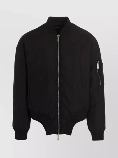 Dsquared2 Wave Bomber With Ribbed Collar And Cuffs In Black