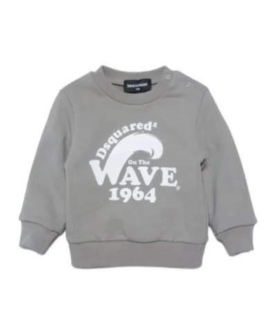 Dsquared2 Wave-print Crew-neck Sweatshirt In Gray