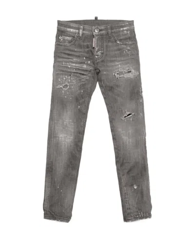 Dsquared2 Wear Details Denim Trousers In Gray