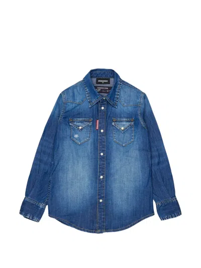Dsquared2 Kids' Western Denim Jacket In Blue