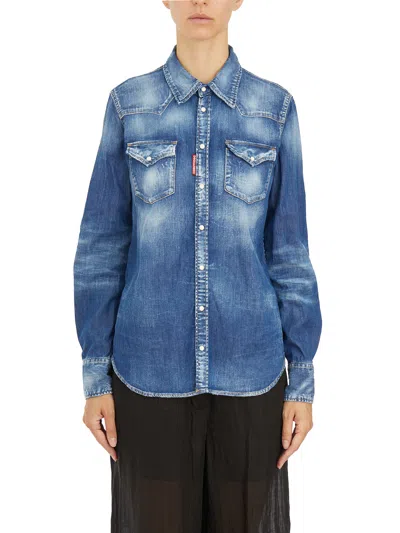 Dsquared2 Western Denim Shirt In Blue