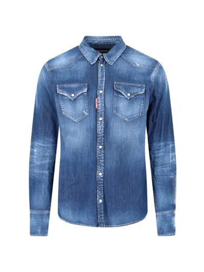 Dsquared2 Western Shirt In Blue