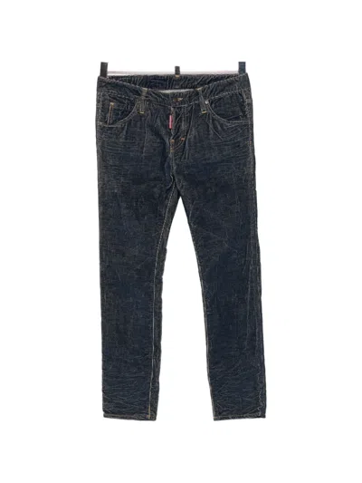 Dsquared2 Whiskered Logo-tag Jeans In Blue
