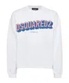 Dsquared2 Cotton Crew Neck Sweatshirt With Bold Front Logo In White