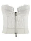 Dsquared2 Off-the-shoulder Bustier Top With Lace And Tulle Detailing In White