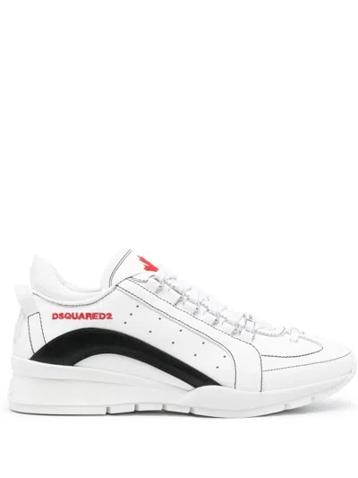 Dsquared2 White And Black Calf Leather Sneakers For Men | Ss24 Collection