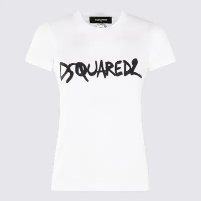 Dsquared2 White And Black Cotton T-shirt