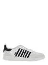 Dsquared2 White And Black Low Top Sneakers With Contrasting Bands In Leather Man In White