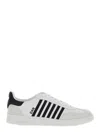Dsquared2 White And Black Low Top Sneakers With Contrasting Bands In Leather Man