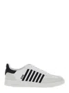 Dsquared2 White And Black Low Top Sneakers With Contrasting Bands In Leather Man