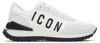 Dsquared2 White & Gray 'icon' Running Sneakers In Bianco+nero